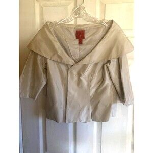 Vtg Lined Acetate Satin 3/4 Sleeve Cropped Evening Jacket Made in Canada Sz 12P
